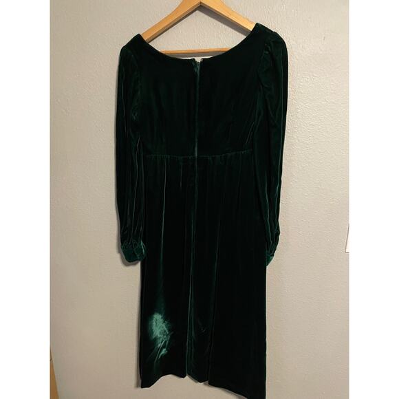 Vintage Handmade Womens Dress Medium Green Velvet Babydoll Princess Medieval - Picture 2 of 6